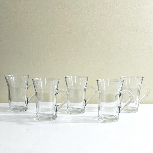 5 Vintage Bormioli Rocco Cappuccino Coffee Cups Mugs Tempered Glass Cup Mug - Picture 2 of 8